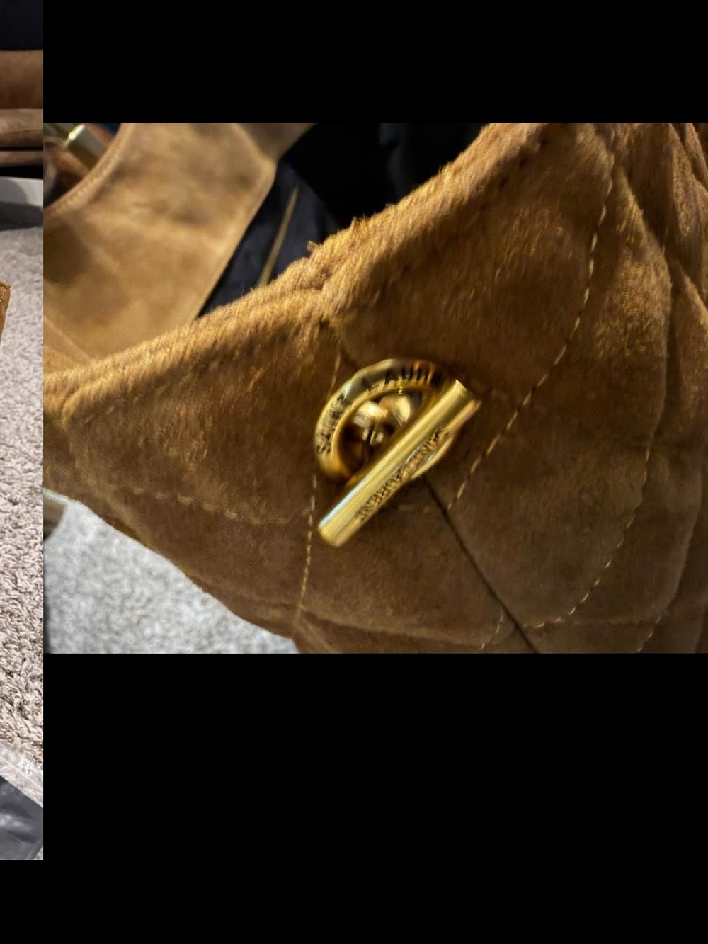 Saint Laurent Quilted Suede Tote Bag in Brown - Picture 3 of 13